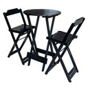 Ver imagem 1 de Conjunto de Mesa Bistrô de Madeira com 2 Cadeiras Dobravel Ideal para Bar e Restaurante Preto