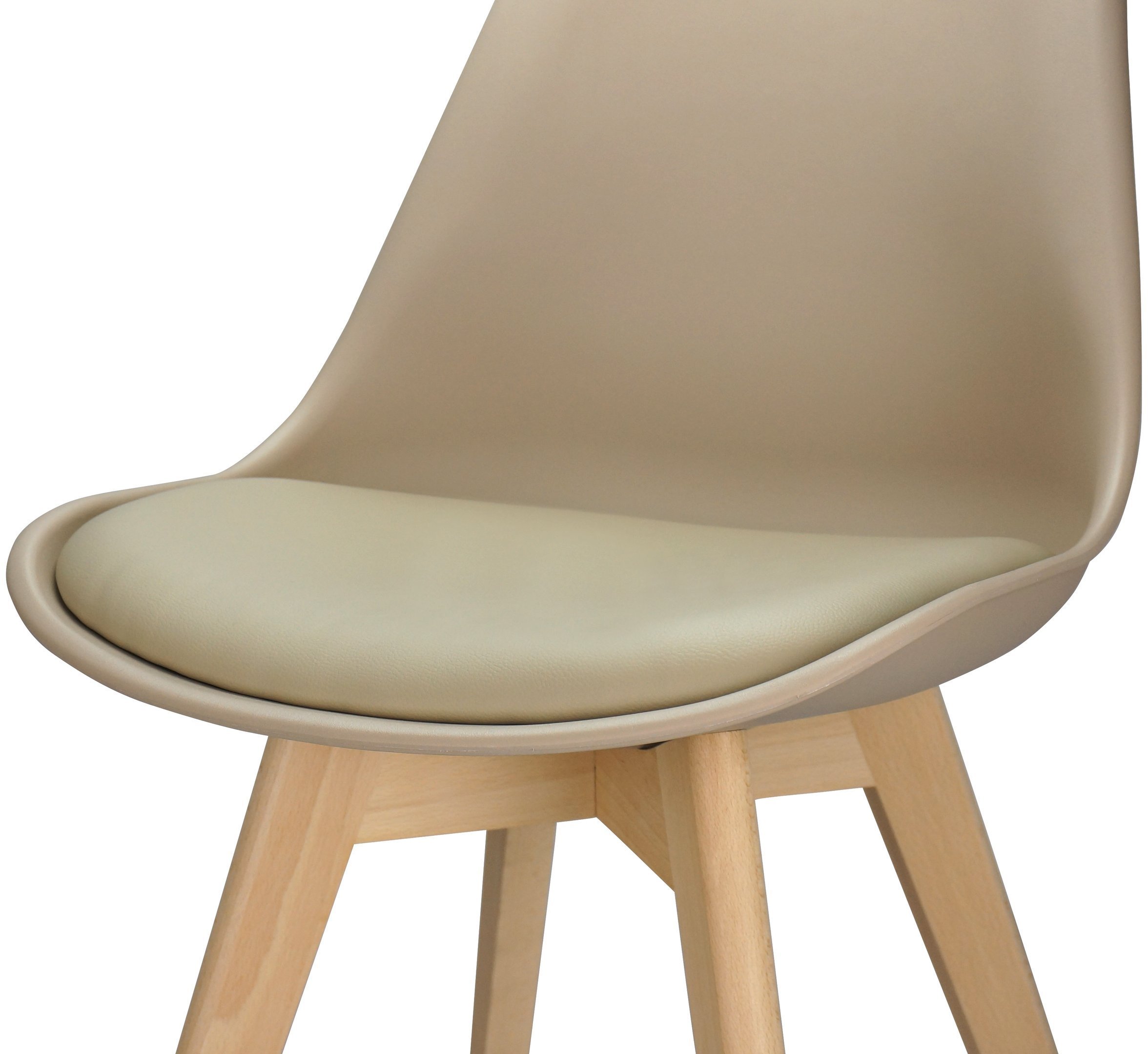 Kit 4 Cadeiras Charles Eames Leda Design Wood Estofada Base Madeira - Bege - 6