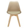 Kit 4 Cadeiras Charles Eames Leda Design Wood Estofada Base Madeira - Bege - 4