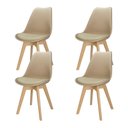 Ver imagem 1 de Kit 4 Cadeiras Charles Eames Leda Design Wood Estofada Base Madeira - Bege