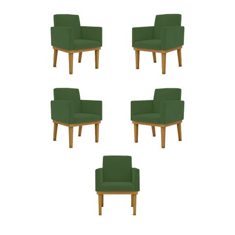Kit 5 Poltronas Decorativa Reforçada Oferta - Balaqui Decor Cor:Verde