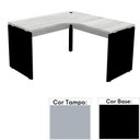 Ver imagem 1 de Mesa de Escritório em L Pé Painel PE25 em MDP 145 x 145 x 60 cm Cinza com Base Preta