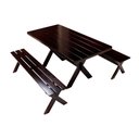 Ver imagem 1 de Conjunto Mesa 2m e 2 Bancos Sem Encosto Madeira Maciça Eucalipto:Tabaco