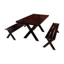 Ver imagem 2 de Conjunto Mesa 2m e 2 Bancos Sem Encosto Madeira Maciça Eucalipto:Tabaco