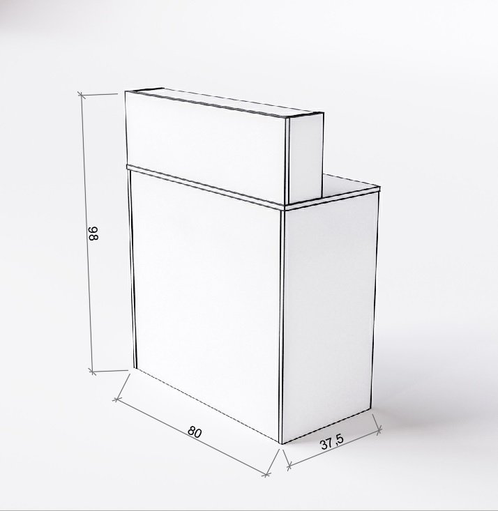 Balcão Modular - 2 Andares para Atendimento 80cm com Rodinha Cor:preto - 3