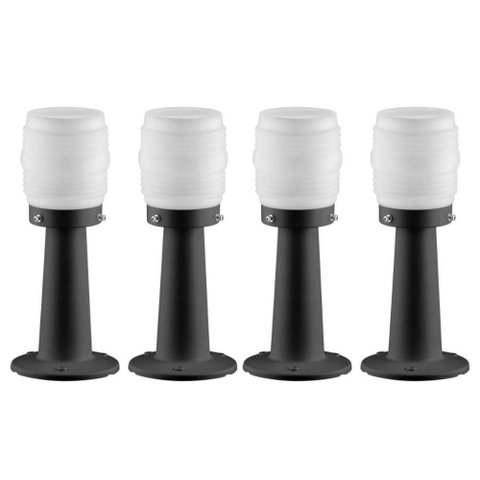 Jogo 4 Balizadores Jardim 14x36cm Alumínio Preto Modelo Globo Decorativo Timoneiro Dital