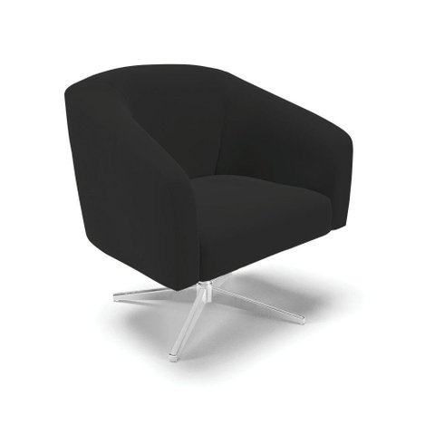 Cadeira Sala de Jantar Giratória Base Cromada Stella Veludo D03 - D'Rossi Cor Preto