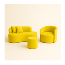 Ver imagem 1 de Conjunto 01 Poltrona + Sofá e 1 Puff Curvo Orgânico Nature Gaia Suede Amarelo - Montanaris Decor