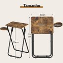 Ver imagem 5 de Mesa Lateral Dobrável Conjunto com 2 Peças de Apoio com Suporte Lateral Amadeirado e Preto