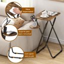 Ver mais imagens de Mesa Lateral Dobrável Conjunto com 2 Peças de Apoio com Suporte Lateral Amadeirado e Preto