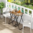 Ver imagem 2 de Mesa Lateral Dobrável Conjunto com 2 Peças de Apoio com Suporte Lateral Amadeirado e Preto
