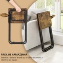 Ver imagem 6 de Mesa Lateral Dobrável Conjunto com 2 Peças de Apoio com Suporte Lateral Amadeirado e Preto