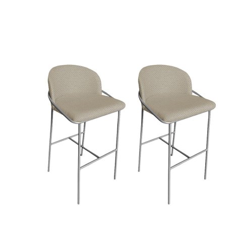 Kit 2 Banquetas Alta Bancada Base Ferro Champanhe Jbv Móveis: Bege