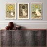 Kit 3 Quadros Cartas Tarot Gatos- The Sun, The Moon, The Star 33x24cm - com Vidro:madeira Branca - 1