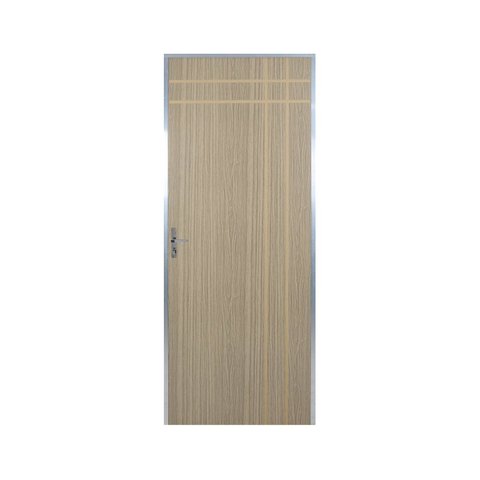 Kit Porta de Madeira Decorada 212x75cm com Batente de Aluminio 3,6cm Mantiqueira MGM Marrom/Carvalho Alpha
