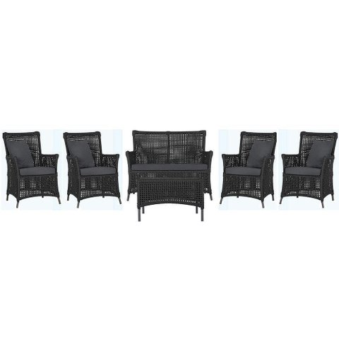 Jogo Sofá 4 Poltronas e Mesa Igapó Preta E11 Trama Original Preto
