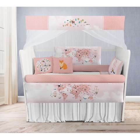 Kit Berço Enxoval de Bebê Mapa Mundi
