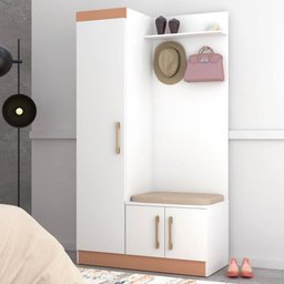 Armário Multiuso Quarto Hall com Ganchos 3 Portas Roy V02 Branco/Camarim - Mpozenato - 2