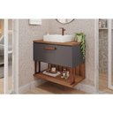 Ver imagem 1 de Bancada de Banheiro Balcão Duna 1 Porta C- Cuba 80cm Titanium-freijo - Mgm