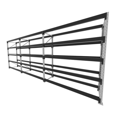 Mini Porta Pallet 200 Kg por Nivel Inicial +2 Continuação com 5 Niveis Preto com sem Mdf