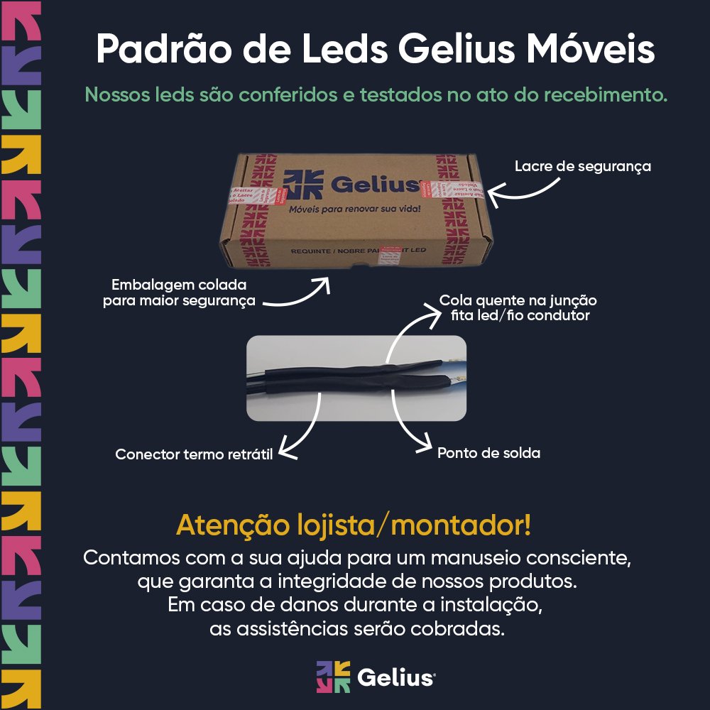 Estante Home Impressão Ripada para TV até 75 Polegadas com Led 179,2cm Requinte Gelius Móveis - 9