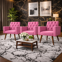 Ver imagem 2 de Design Exclusivo na Sala de Espera: Kit 3 Poltronas Capitonê Rosa