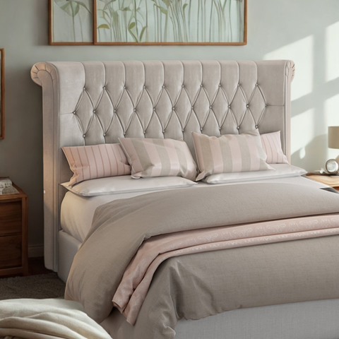 Cabeceira Estofada Cama Box Solteiro 0,90 Miraggio para Quarto em Linho Cinza - Larbelle