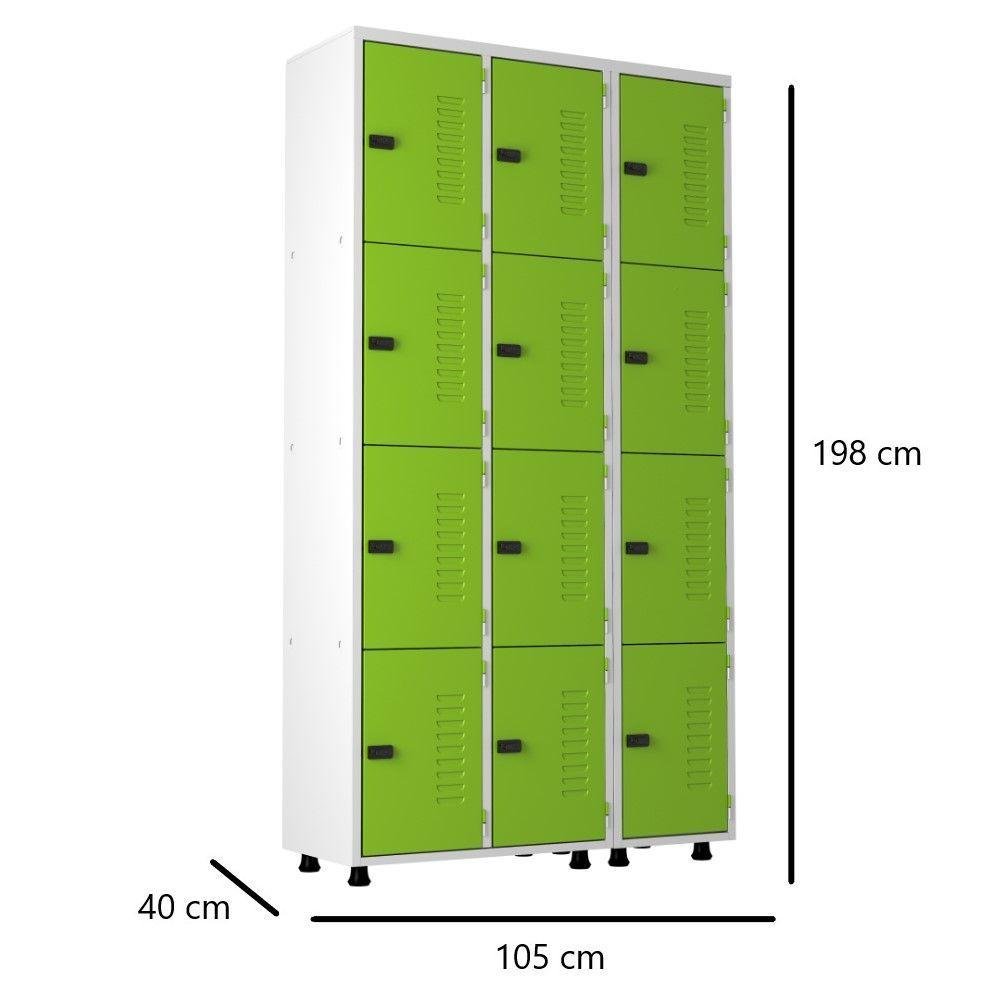 Armário Roupeiro Aço 12 Portas Academia Guarda Volume Trinco Verde - 2