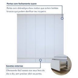 Guarda Roupa Casal 5 Portas com 9 Gavetas 100% MDF Urbano - 10