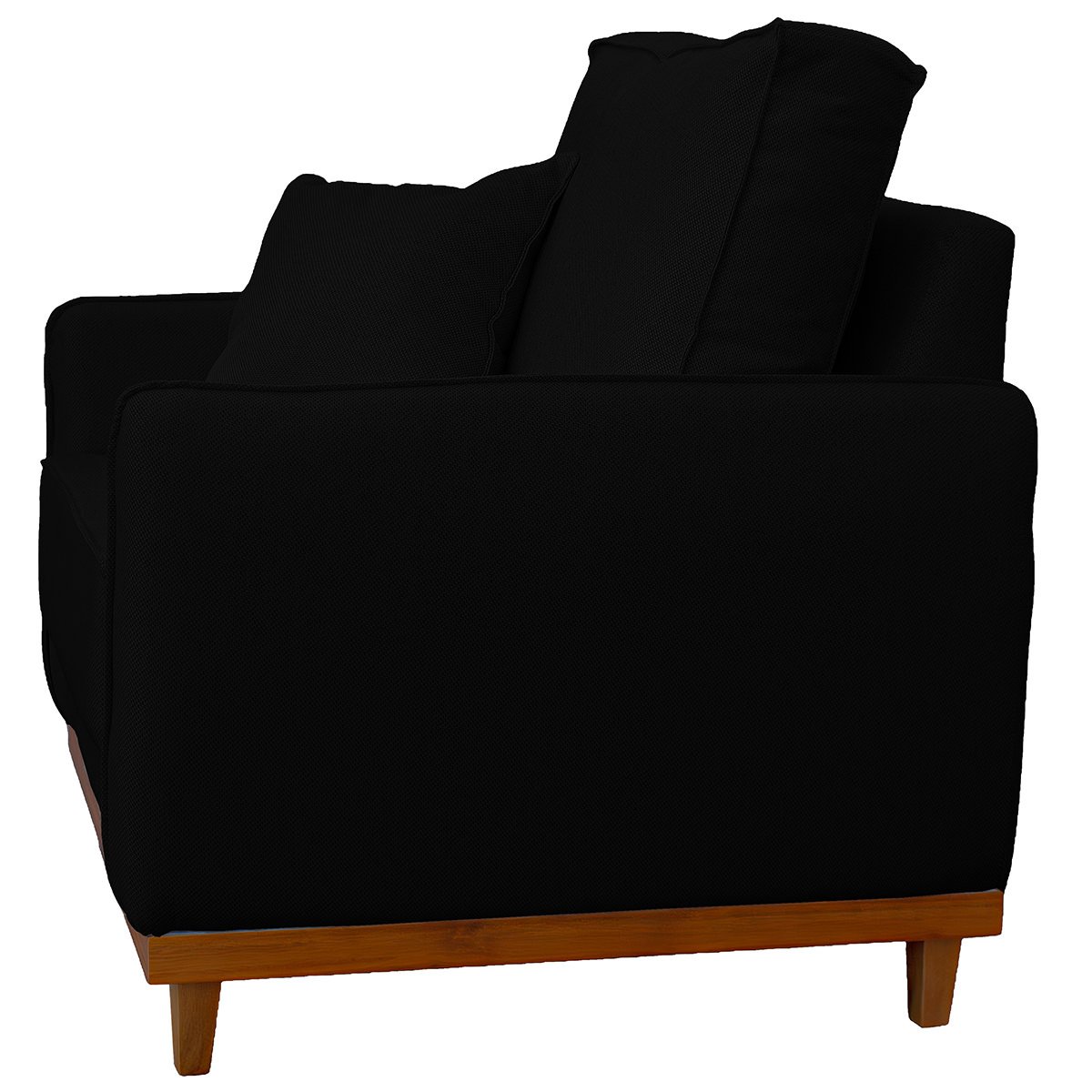 Poltrona Sofa Sena Base de Madeira Luxo Conforto para Hotel e Sala Linho Preto - 6