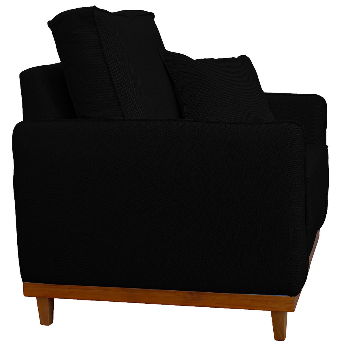 Poltrona Sofa Sena Base de Madeira Luxo Conforto para Hotel e Sala Linho Preto - 5