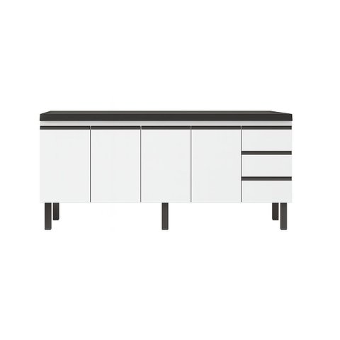 Balcão de Cozinha 174cm Armário Aço 4 Portas e 3 Gavetas:Branco