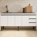 Ver imagem 5 de Balcão de Cozinha 174cm Armário Aço 4 Portas e 3 Gavetas:Branco
