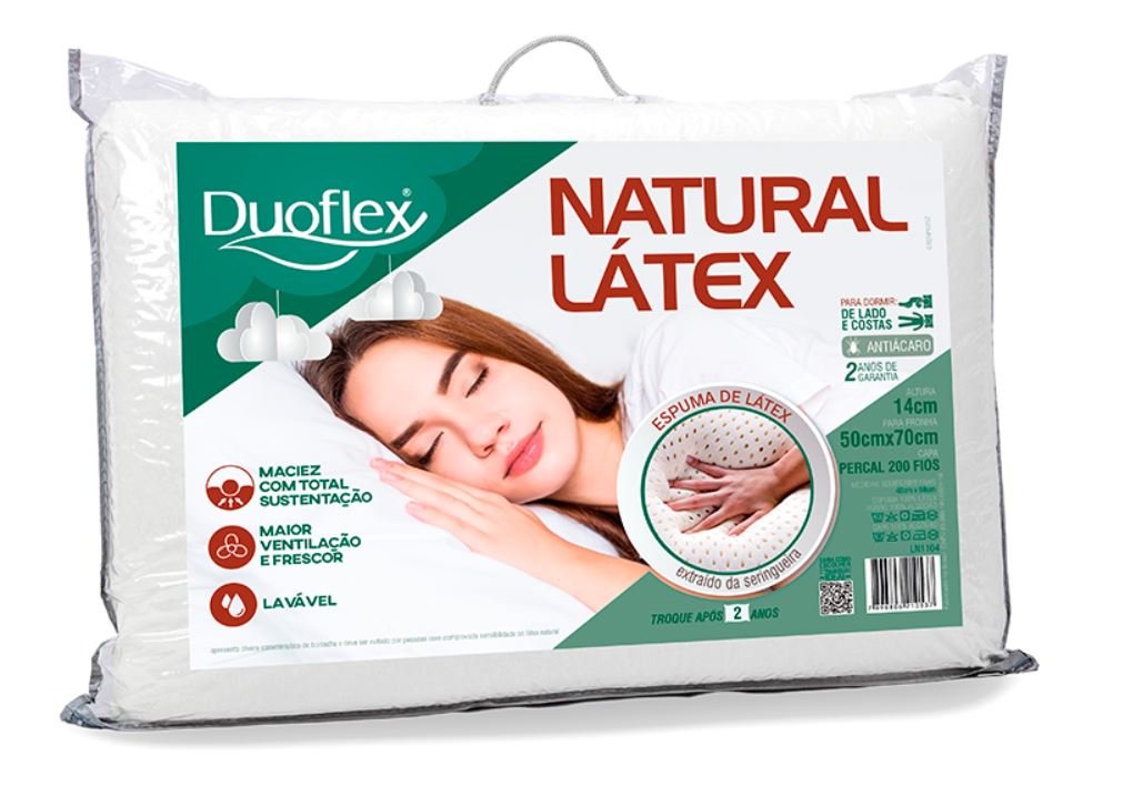 Kit 2 Travesseiros Natural Latex 50x70 Duoflex - 2