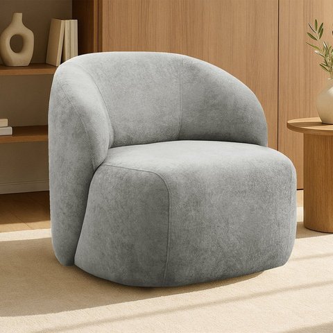Poltrona Orgânica Giratória Tecido Bouclê Aime