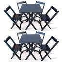 Ver imagem 1 de Kit 2 Jogos de Mesa Dobravel com 4 Cadeiras Dobráveis de Madeira 70x70 Cm Preto - Cor: Preto