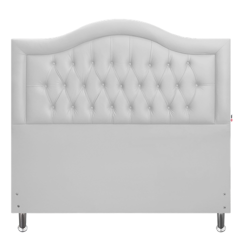 Cabeceira Casal Estofada Capitonê Provençal Corano Branco 140 X 120 Plus Rbl