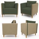 Ver imagem 2 de Kit 2 Poltronas Aviv para Sala Escritório Recepção Linho Verde Premium Easy Clean Corino Caramelo Pr