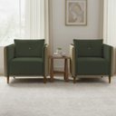 Ver imagem 1 de Kit 2 Poltronas Aviv para Sala Escritório Recepção Linho Verde Premium Easy Clean Corino Caramelo Pr