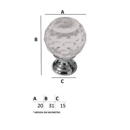 Puxador Cristal - IL 4501 - Cromado - Rosa - 20MM - 2