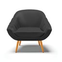 Ver imagem 3 de Kit 2 Poltronas Giovana Corino Preto Pés Palito Castanho - D'Rossi