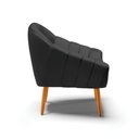 Ver imagem 5 de Kit 2 Poltronas Giovana Corino Preto Pés Palito Castanho - D'Rossi