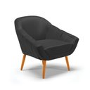 Ver imagem 4 de Kit 2 Poltronas Giovana Corino Preto Pés Palito Castanho - D'Rossi
