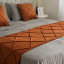 Ver imagem 1 de Peseira Drapeada Veludo Luxo 2,15x0,50m Dupla Face cama casal Terracota