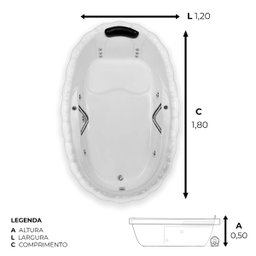 Banheira Lotus Individual Completa com Hidro em Acrílico - 220v - 2