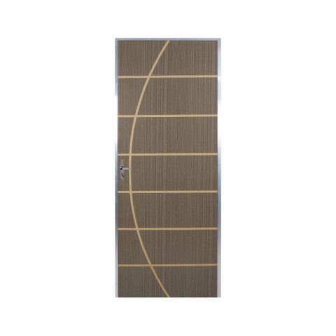 Kit Porta de Madeira Decorada 212x75cm com Batente de Alumínio 3,6cm Neblina MGM Abertura Direita Carvalho Quebec