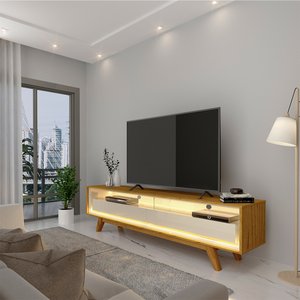 Rack para TV até 85 Polegadas com LED e Pés Madeira Maciça 172,5cm 100% MDF Requinte