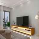 Ver imagem 1 de Rack para TV até 85 Polegadas com LED 100% MDF 172,5cm Rodízios Requinte Yescasa Marrom