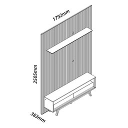 Rack com Painel Impressão Ripada para TV até 75 Polegadas com Led e Pés Requinte 179,2cm Gelius Móveis - 3 Rack com Painel Impressão Ripada para TV até 75 Polegadas com Led e Pés Requinte 179,2cm Gelius Móveis - 3