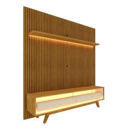 Rack com Painel Impressão Ripada para TV até 75 Polegadas com Led e Pés Requinte 179,2cm Gelius Móveis - 2 Rack com Painel Impressão Ripada para TV até 75 Polegadas com Led e Pés Requinte 179,2cm Gelius Móveis - 2
